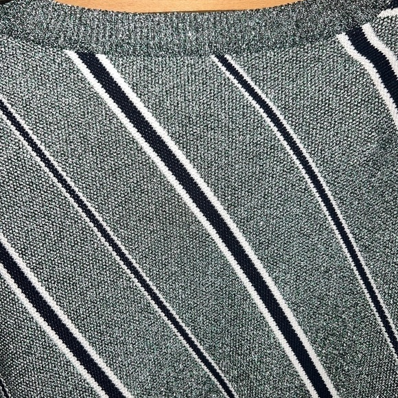 Cedric Charlier Striped Sweater 12 Lurex Glitter Sparkly Thick Top Crewneck - Picture 9 of 15